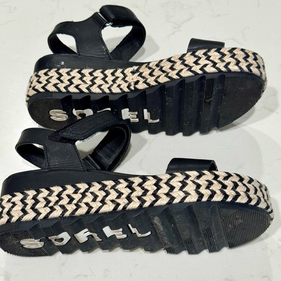 Sorel Black and White Platform Sandals - Picture 2 of 5